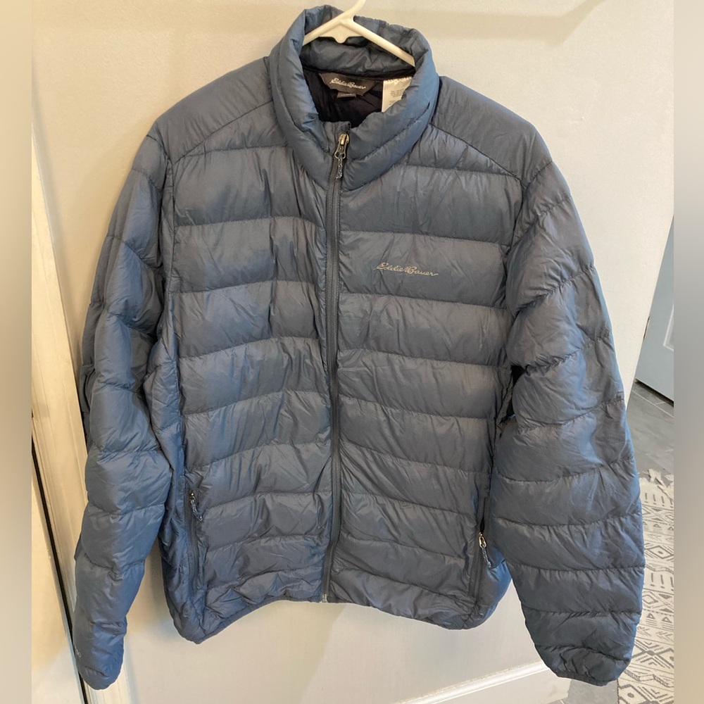 Eddie bauer Two Tone Blue Packable Down Feather Jacket size Large